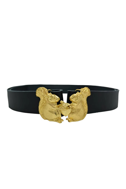 Squirrel Metal Buckle Vintage Leather Belt B4455
