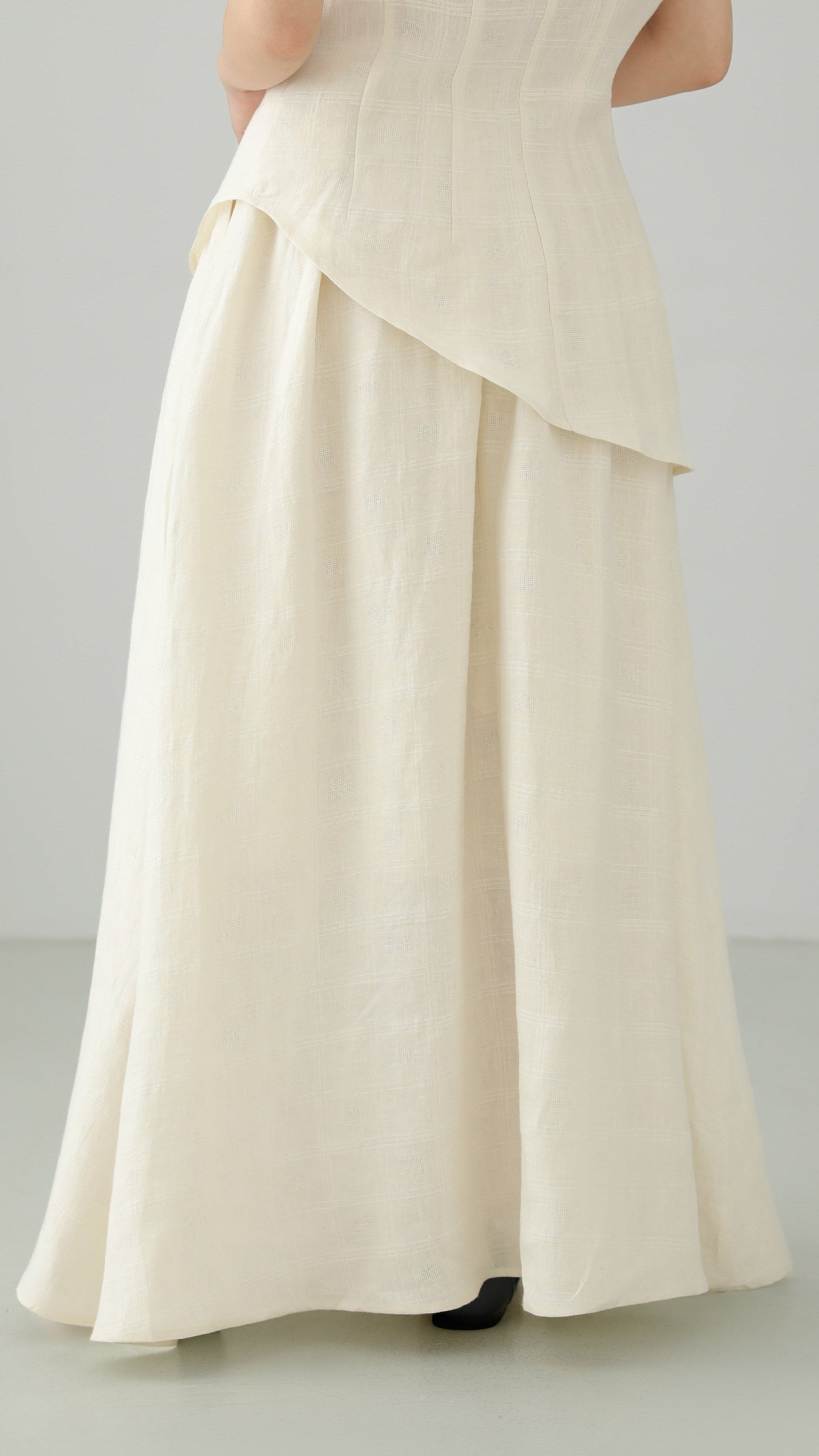 Minimal Linen Jacquard Long Skirt B4831
