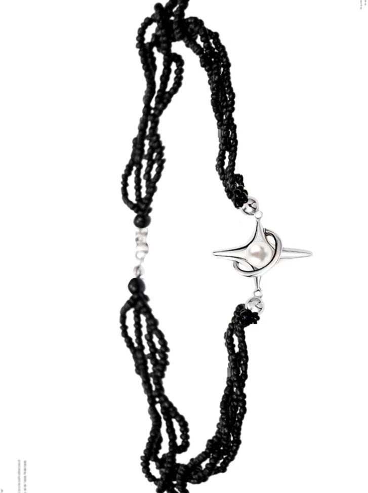 Retro pearl star bead necklace B2845