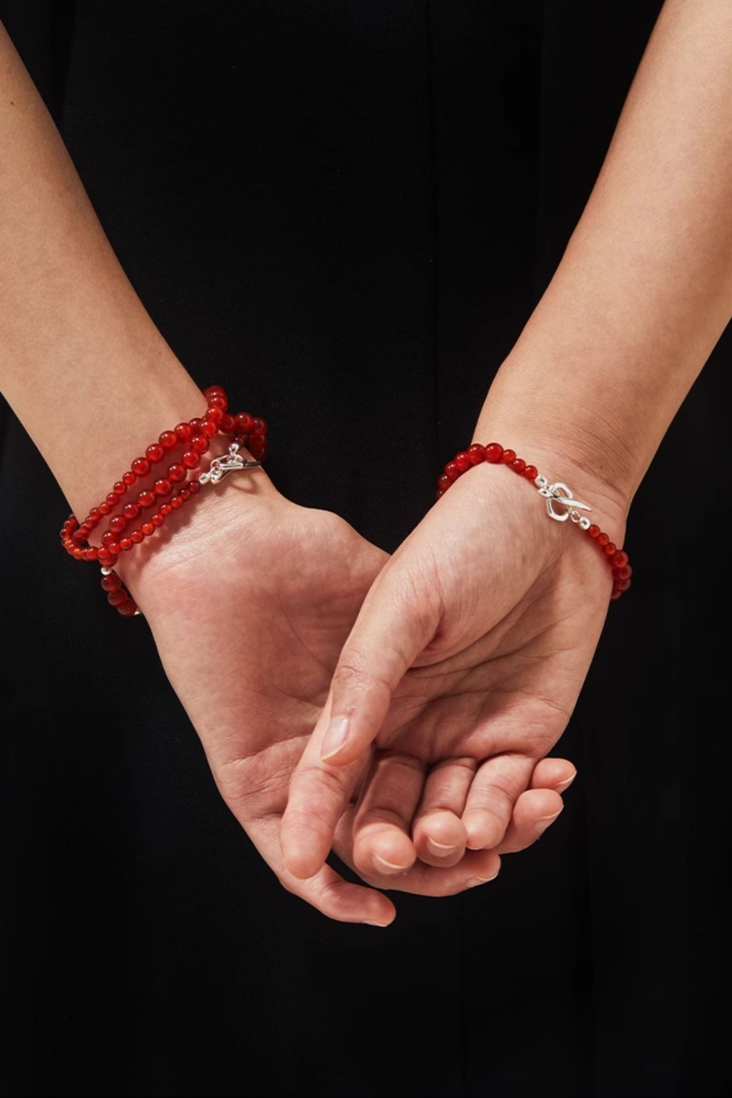 S925紅瑪瑙珠長項鍊 B4376