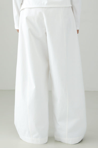 White Straight Wide Versatile Pants B4655