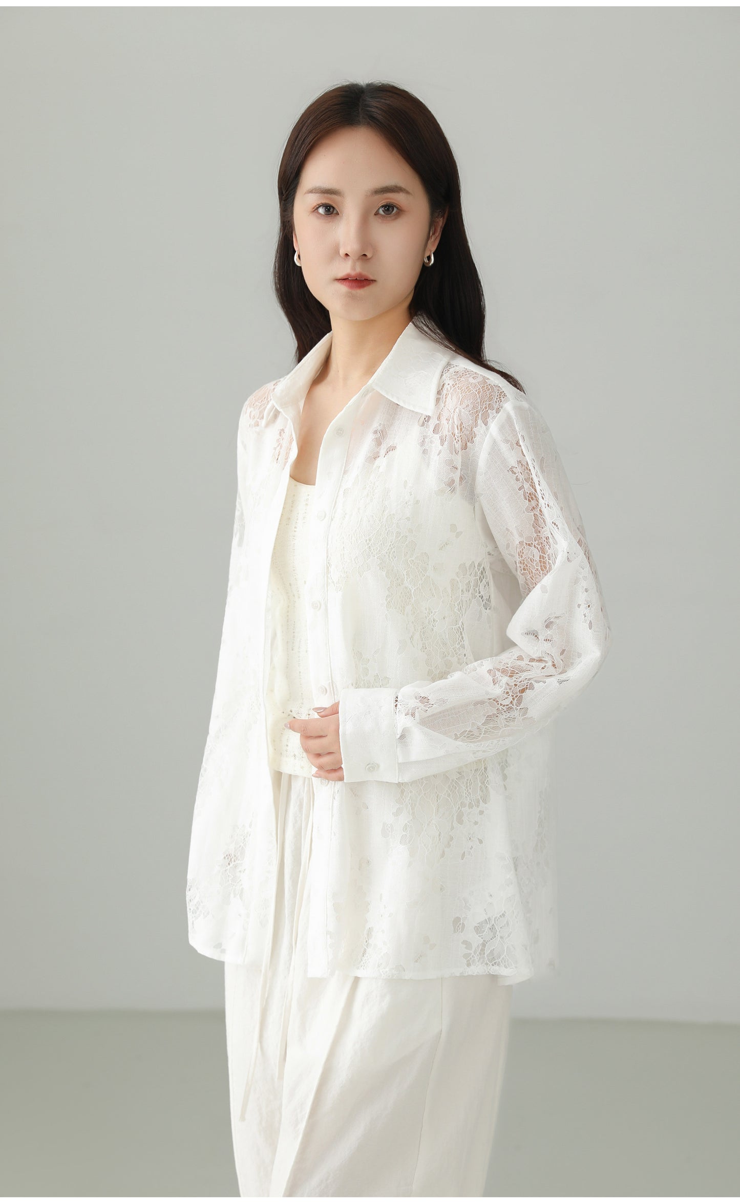 Jacquard Cutwork Shirt Jacket B4757