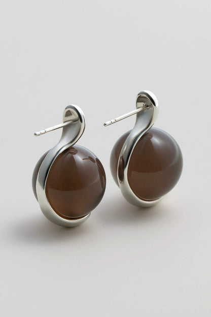 S925 紅瑪瑙珠耳環 B4377