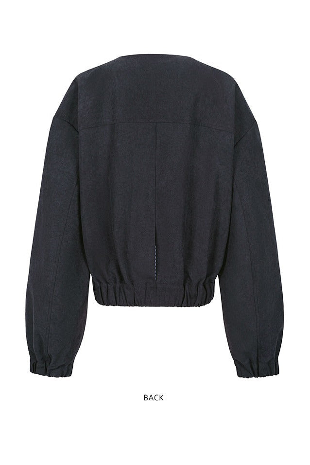 ラペルワイドショルダーショートジャケット　B4653