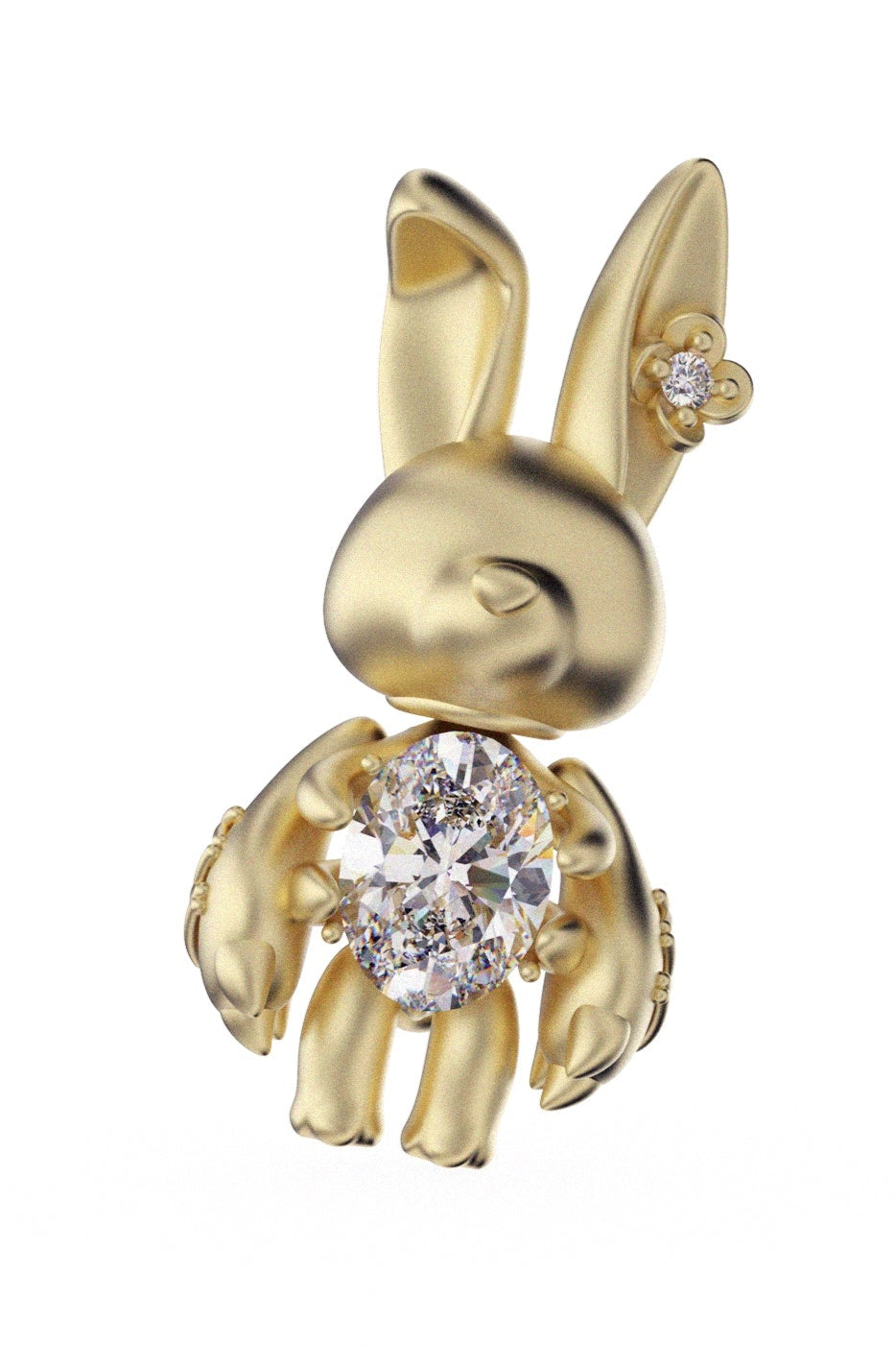 S925ダークゴシックバニーピアス（シングル）　B3977