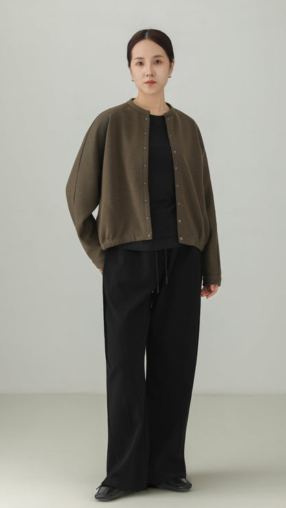 Minimalist Collarless Dolman Sleeve Blouson B5004