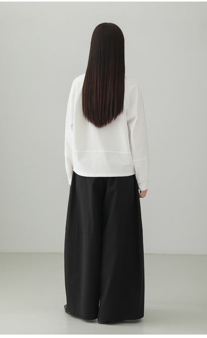Cotton Stretch Minimal Loose Long Sleeve T-shirt B4727