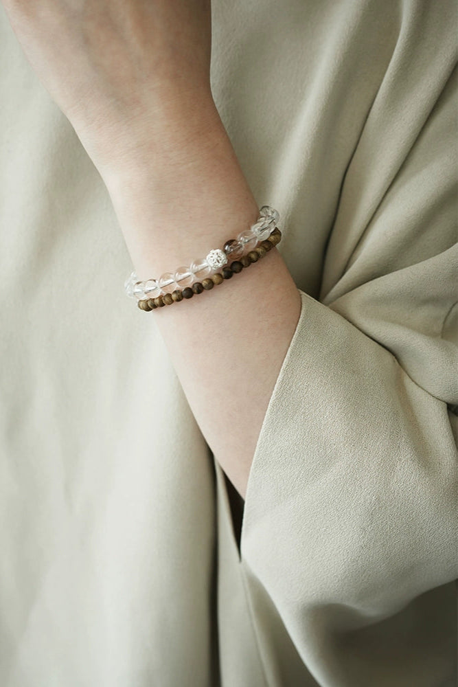 S925ブラジル産ホワイトクリスタル白沈香ブレスレット　B4206