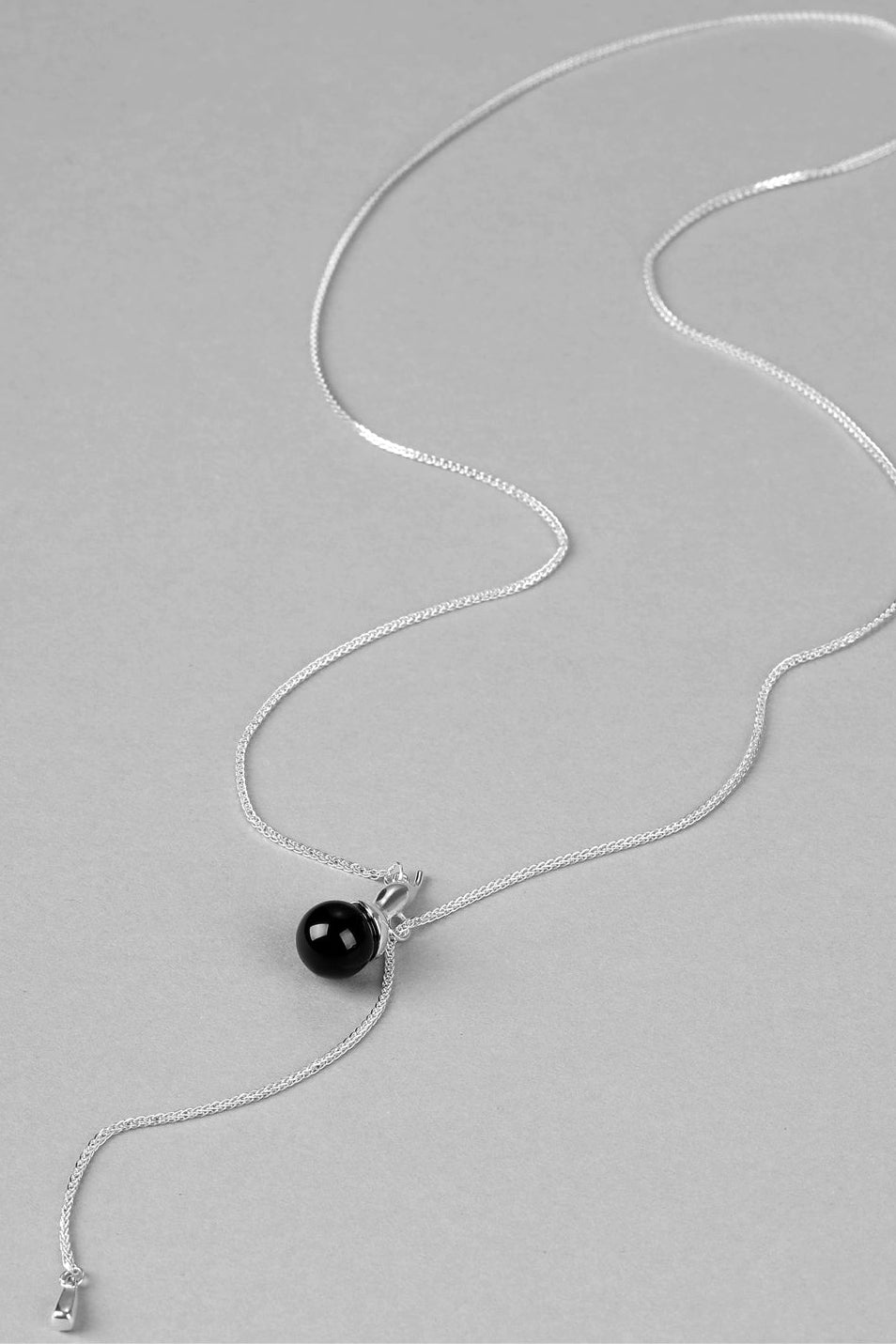 S925シャドウウインクビーズブラックアゲートネックレス　B4517