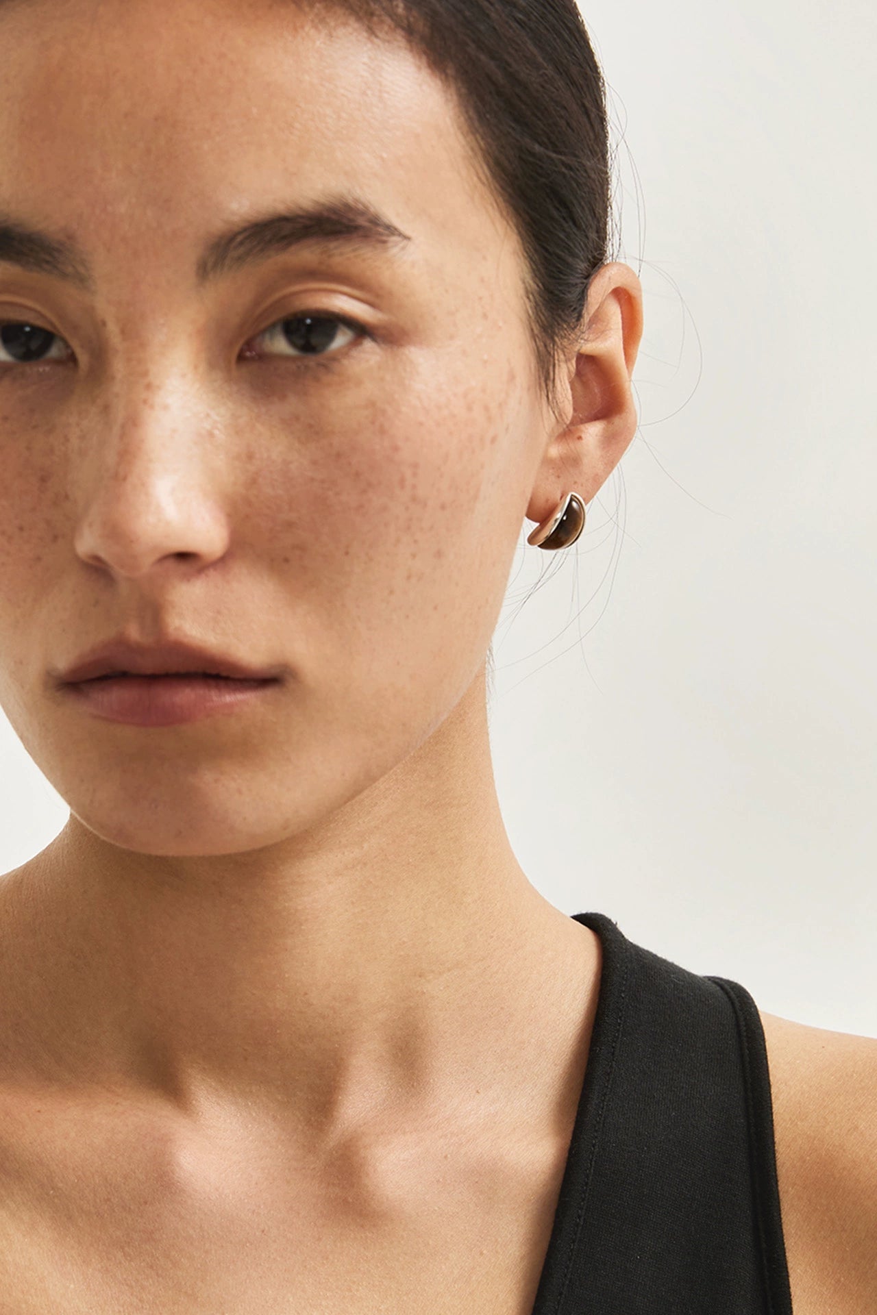 S925タイガーアイクラシックスタッドピアス　B4284