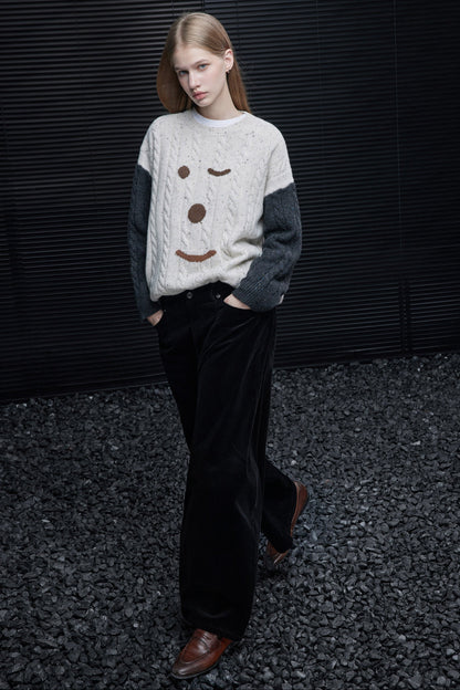 ブラックコーディロイコットンワイドパンツ　B4578