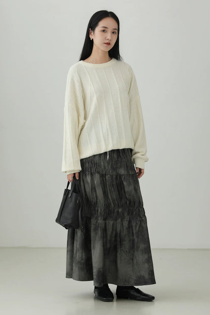 PU leather gathered skirt B4276