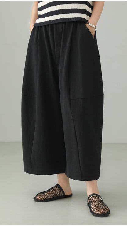 Tencel Cotton Cropped Wide Pants B4763