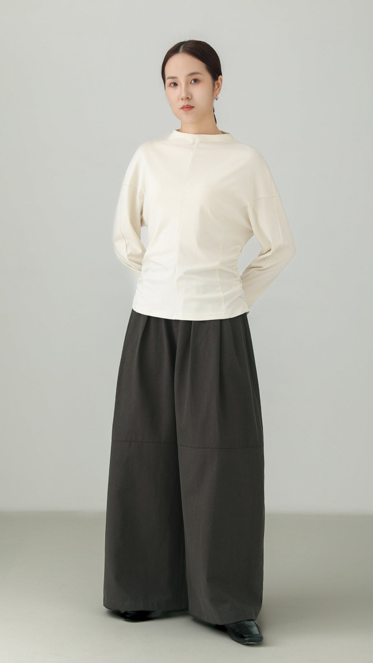 Tencel Cotton Tuck Wide Pants B5006