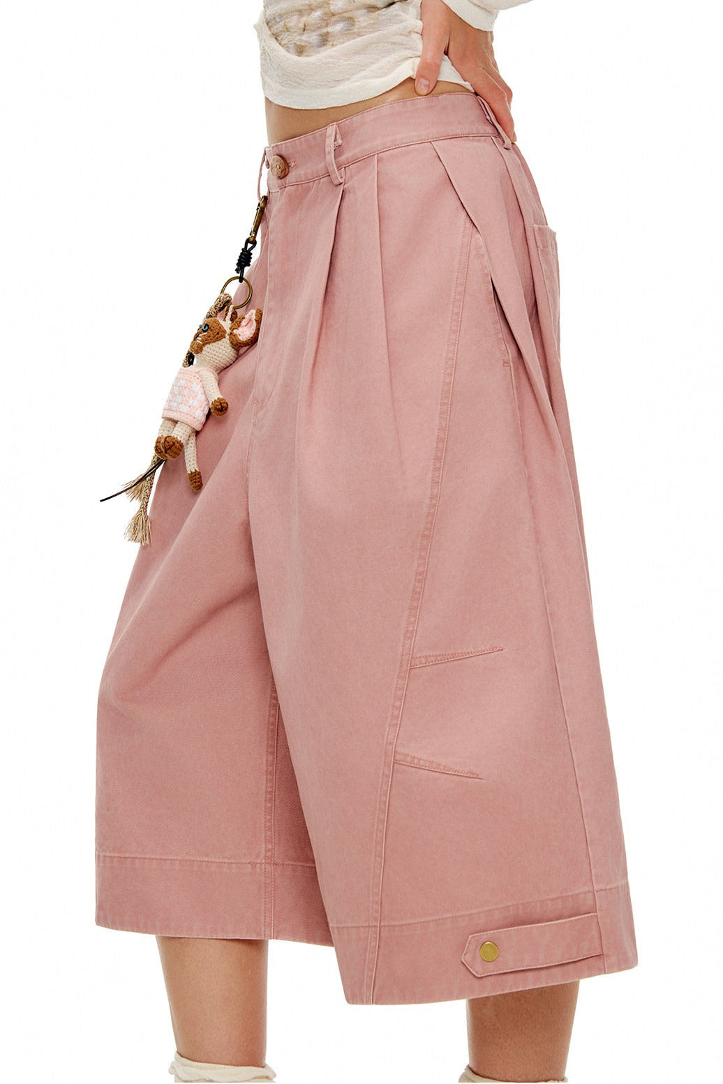 ウオッシュコットンクロップドカーゴワイドパンツ　B4594