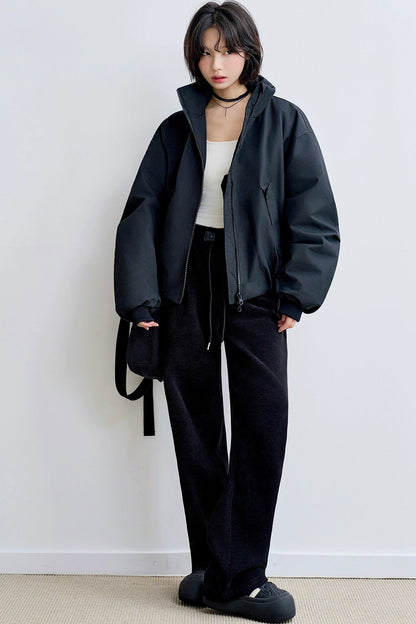 ブラックスタンドカラーダウンショートジャケット　B4427