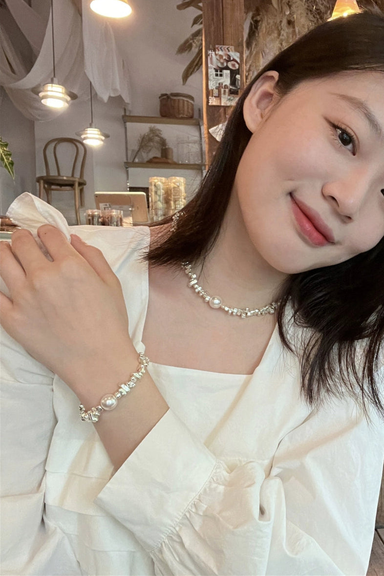 S925ハンドメイドブロークンシルバーブレスレット　B4261