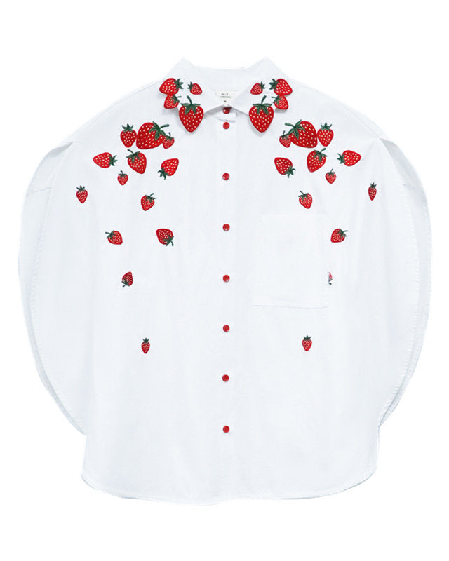 Strawberry Embroidered Flying Shirt B4790