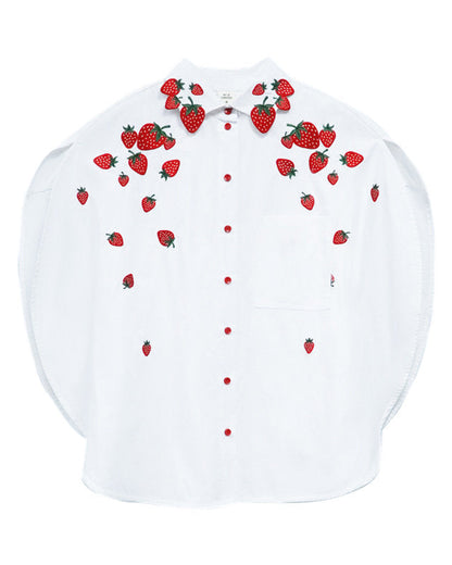 Strawberry Embroidered Flying Shirt B4790