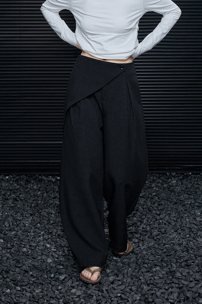 黑色闊腿西裝褲 B4608