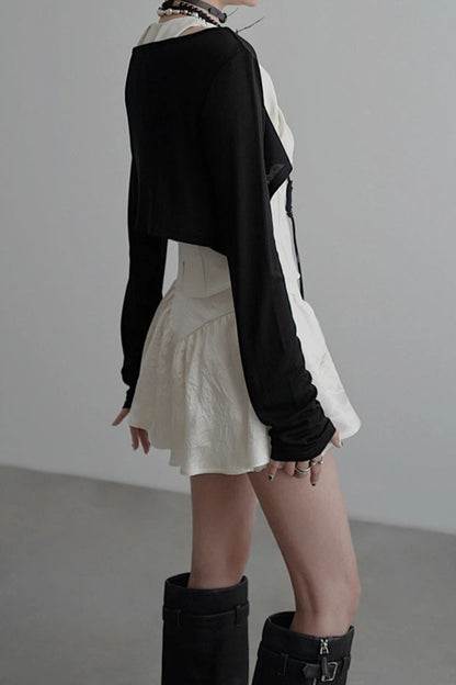 Black knit long sleeve cardigan B4043