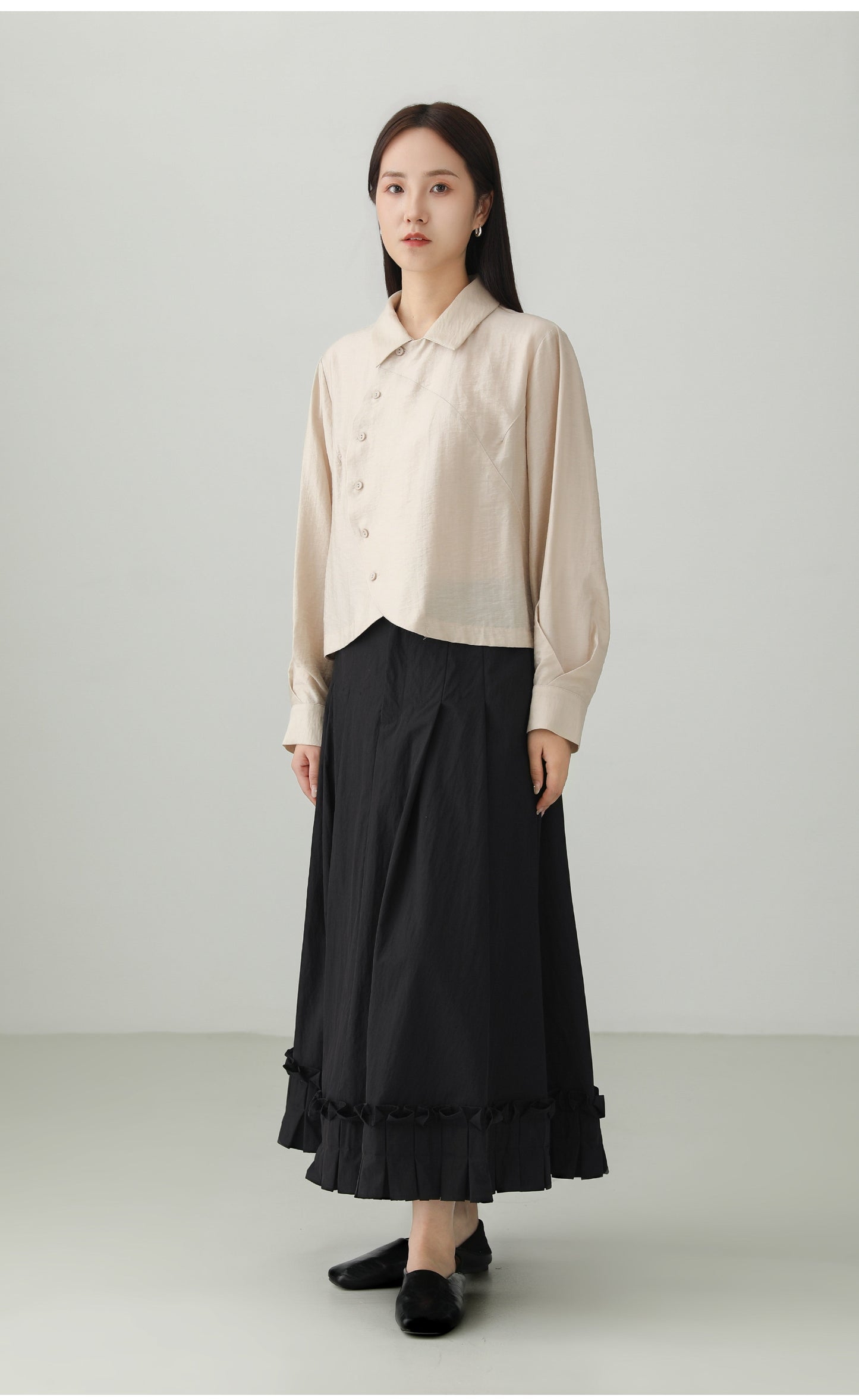 ブロケードコットンプリーツレーススカート　B4730