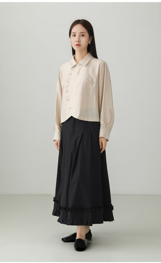 ブロケードコットンプリーツレーススカート　B4730