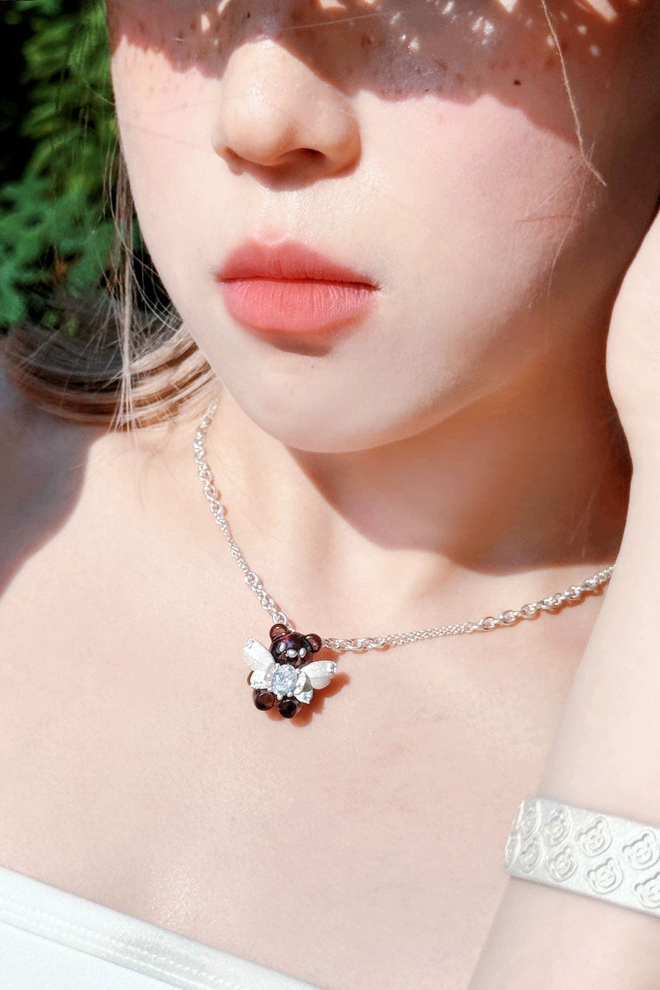 可愛植絨S925鏈條小熊項鍊 B4461