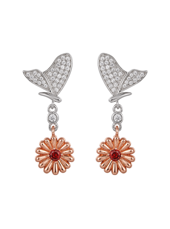 S925 Butterfly flower earrings B2190