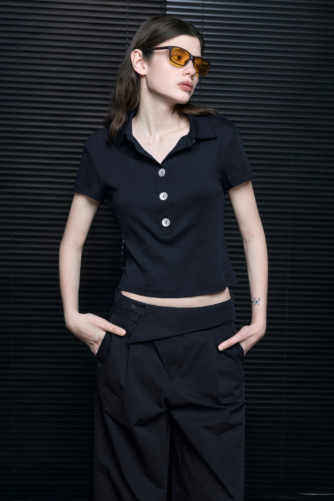 Black Cotton Slim Fit Polo Shirt B4689