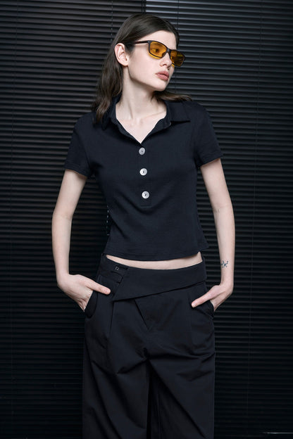 Black Cotton Slim Fit Polo Shirt B4689