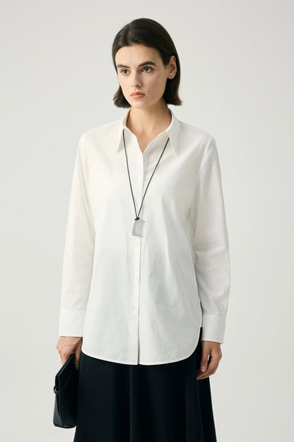 Tencel cotton simple white shirt B3540