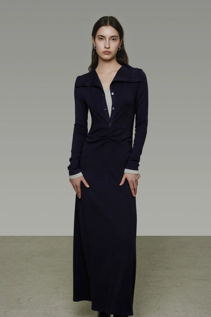 假兩件式半開衩長裙 B4491