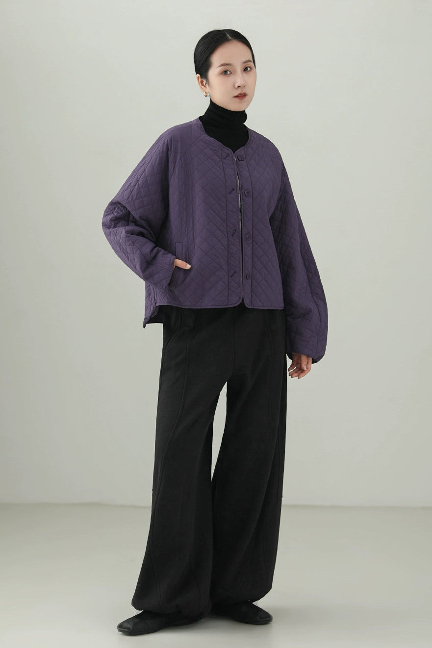 ウールキルティングショートコート　B4532