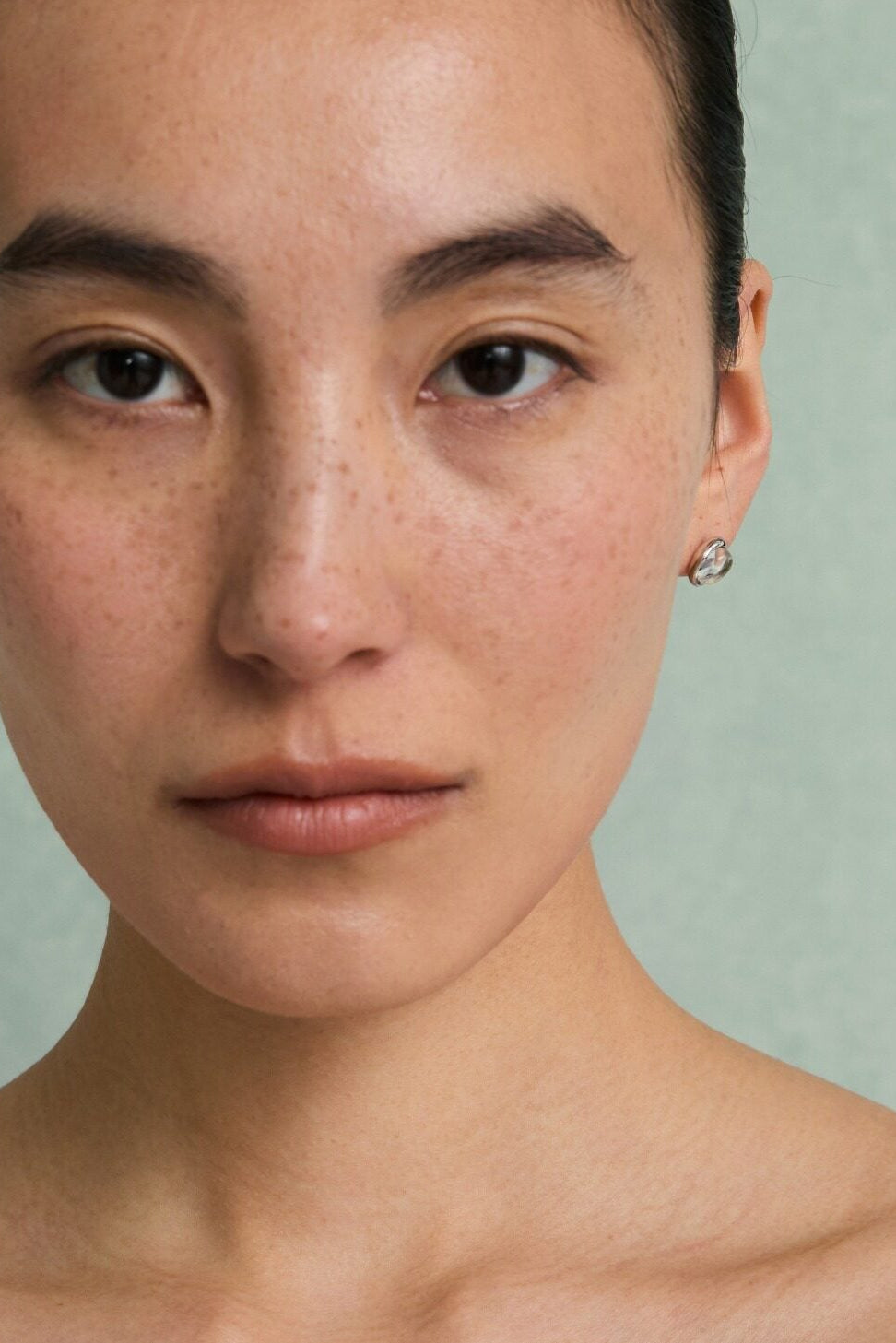 S925 Dewdrop Crystal Stud Earrings B4876