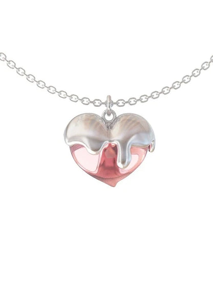 Liquid metal heart necklace B2683