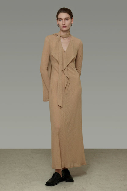 ストリーマーフリル V ネックドレス　B4198