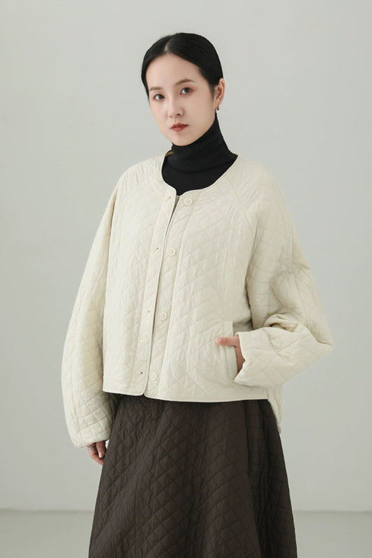 Wool quilted short coat B4532