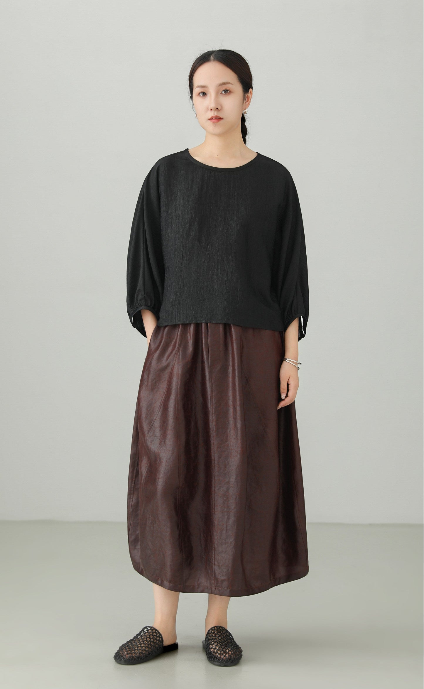 Acetate Crepe Dolman Sleeve Blouse B4893