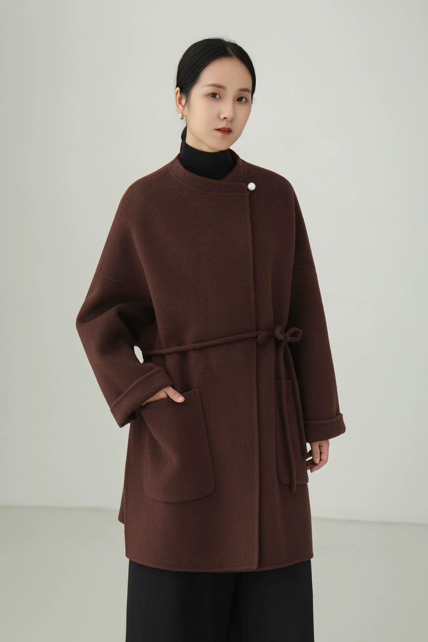 100% wool double-face mid-length coat B4529