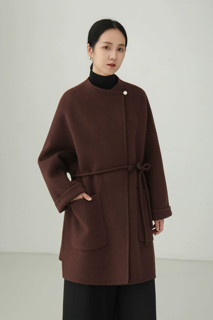 100% wool double-face mid-length coat B4529