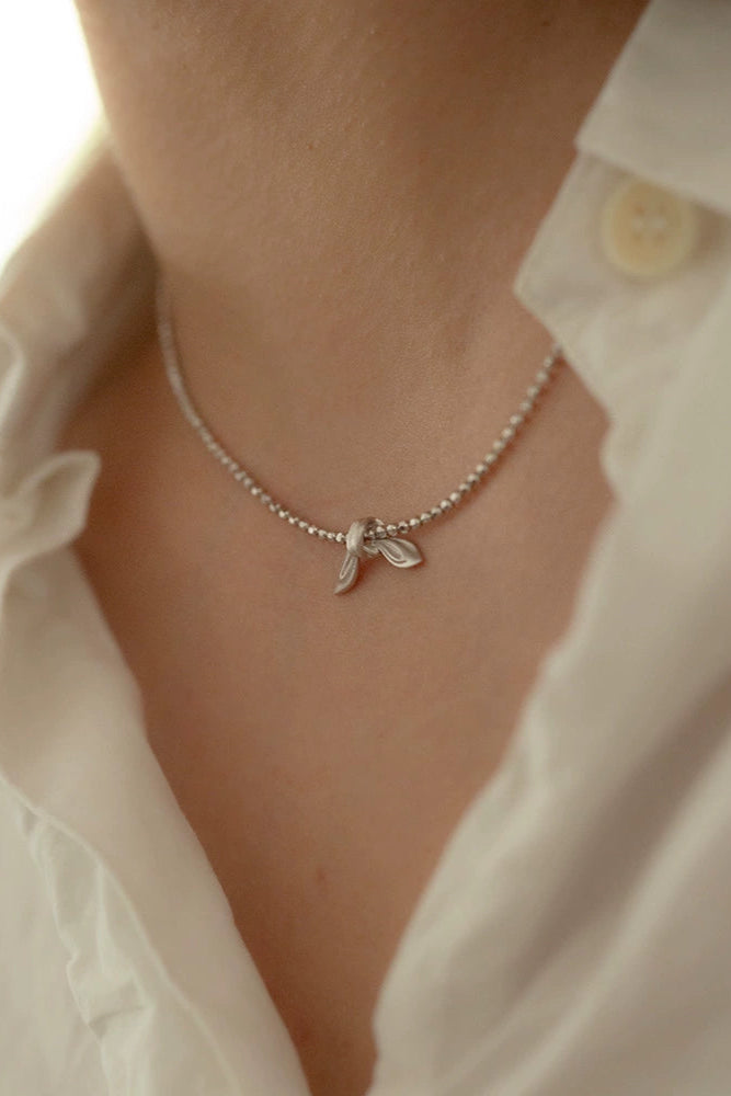 S925シングルノットニッチチョーカーネックレス　B4296