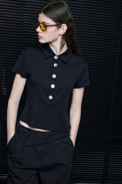 Black Cotton Slim Fit Polo Shirt B4689