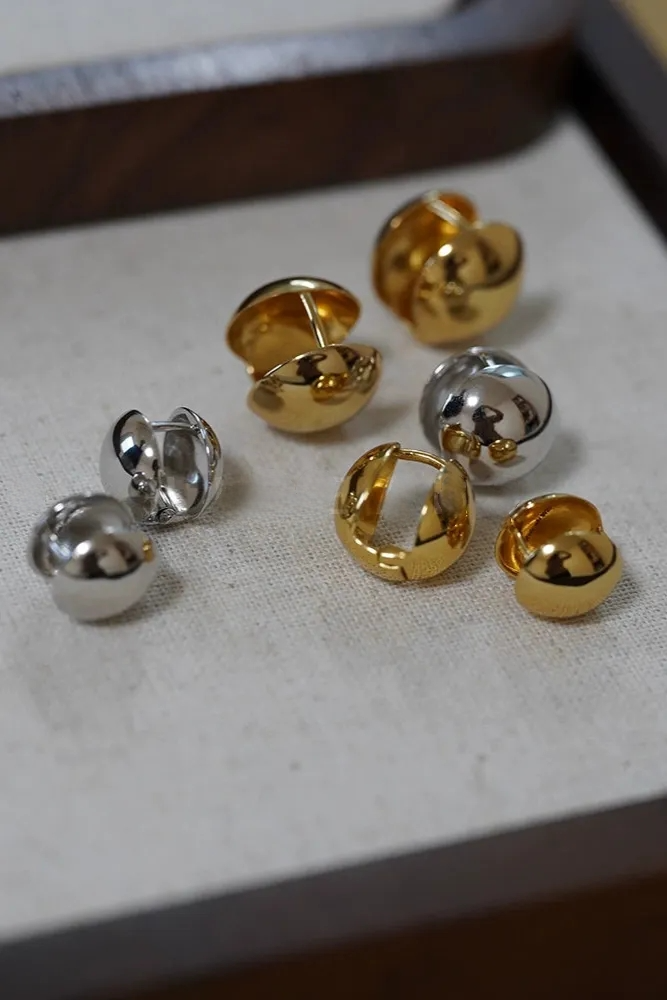 S925簡約圓球復古耳環B4038