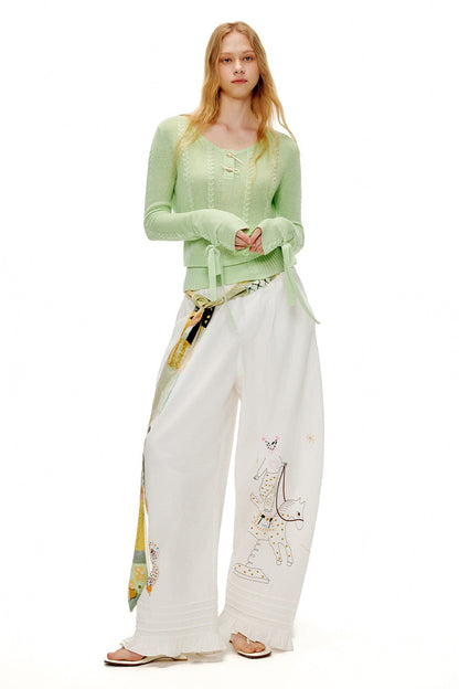 アップルグリーンケーブルニットセーター　B4601