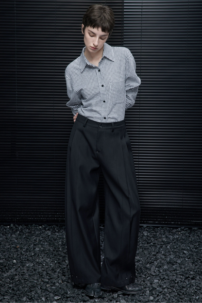 ブラックルーズワイドスーツパンツ　B4542