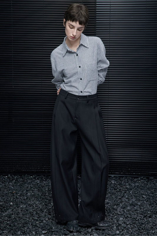 Black loose wide suit pants B4542