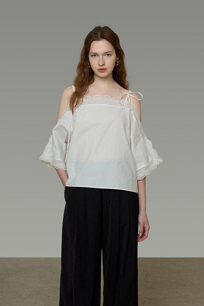 French Off-Shoulder Lace Design Blouse B4767