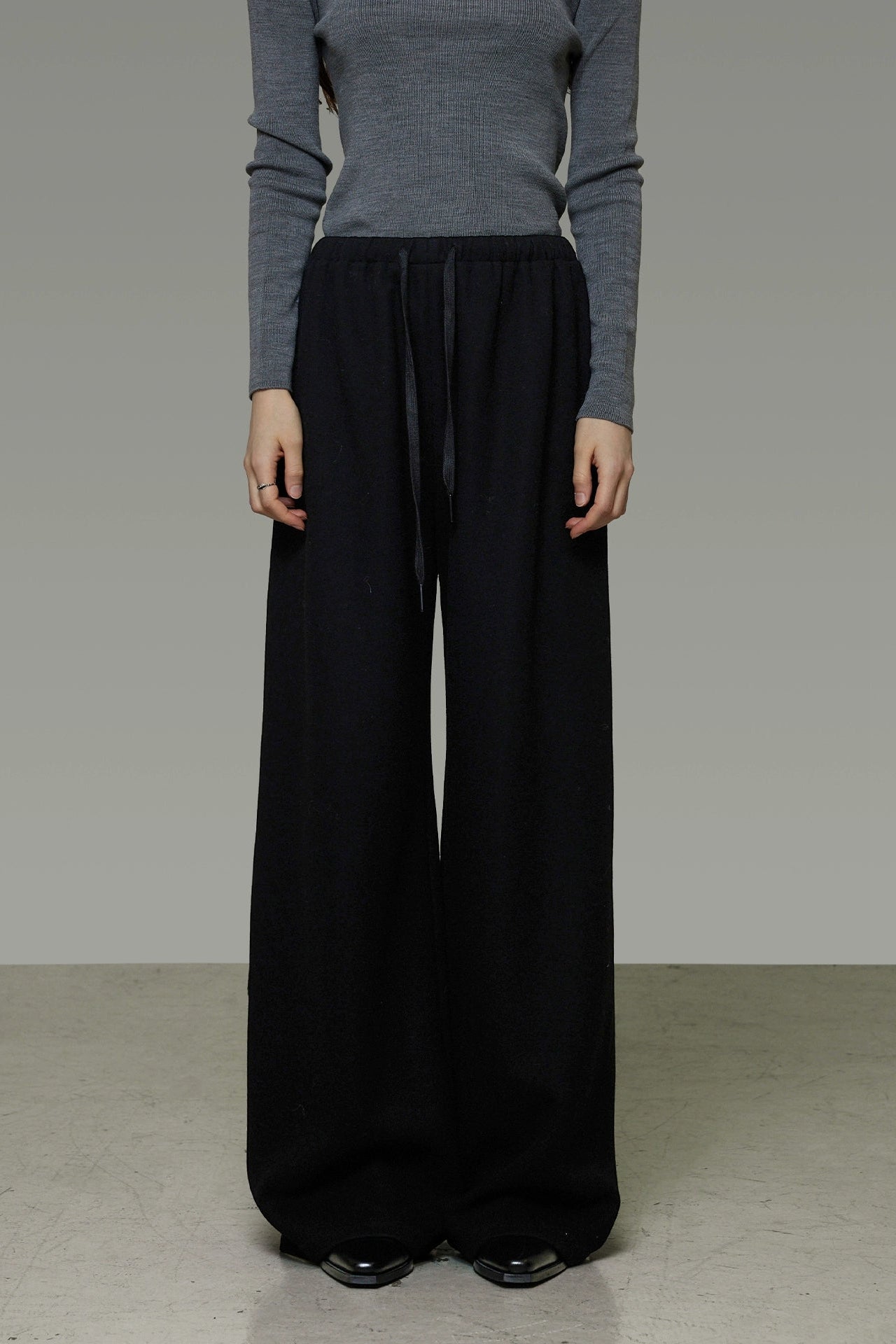 ドローストリングリラックス＆スリミングワイドパンツ　B4502