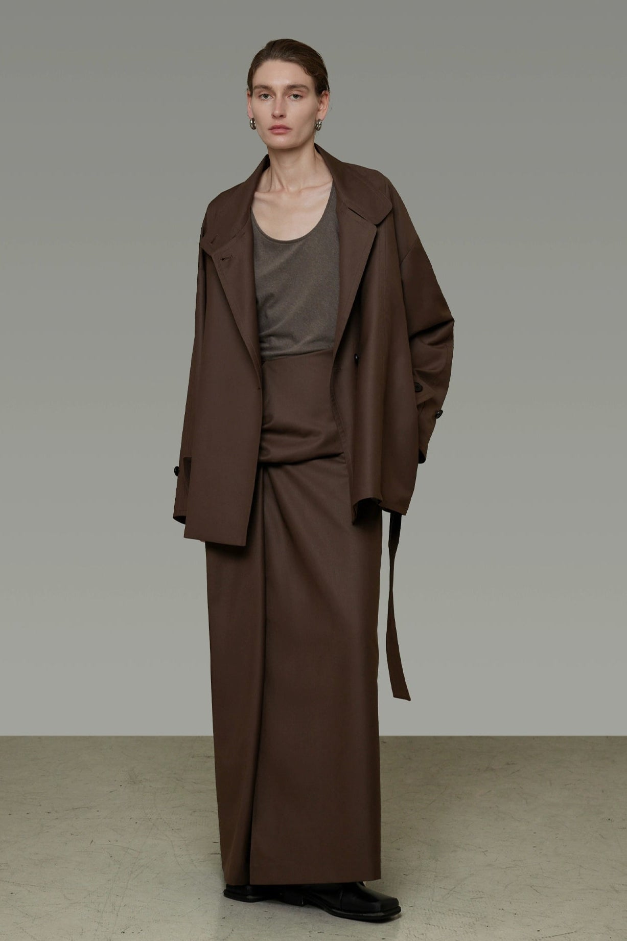 High-end loose short trench coat B4292